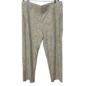 Chico's Travelers Crepe Pull On Ankle Pants Sand Off White Print sz 3.5=18R‎ NWT